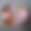X 1 camée/cabochon verre dome rond motif femme ton orange 25 mm 
