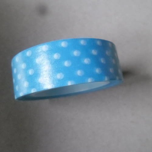 X 10 mètres de rubans adhésif masking tape bleu motif pois blanc papier repositionnable 15 mm 