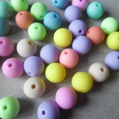 X 10 mixte perles ronde multicolore acrylique 10 mm 