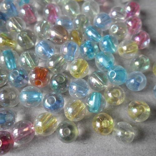 X 50 mixte perles ronde ab multicolore acrylique 6 mm 
