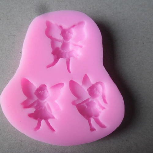 X 1 moule silicone souple motif 3 fées 