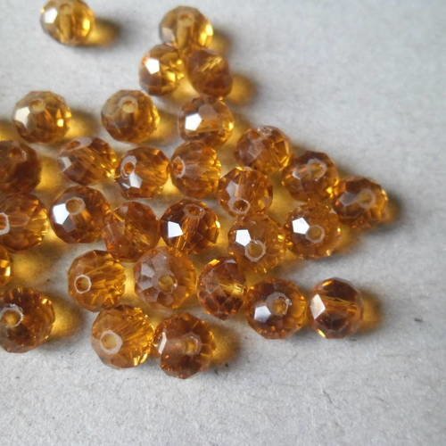 X 10 perles cristal ronde marron à facettes 8 mm 