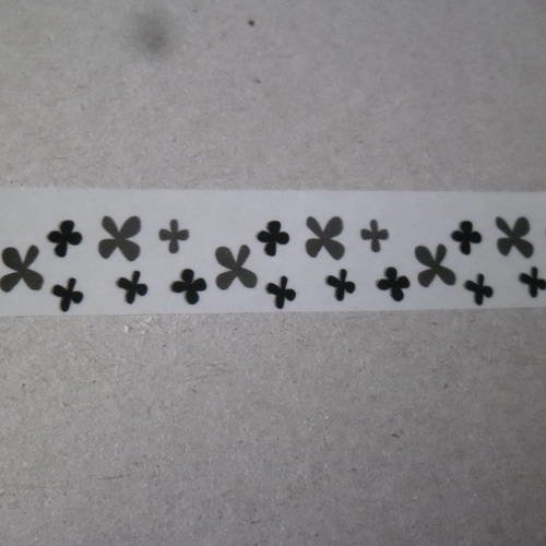 X 10 mètres de rubans adhésif masking tape blanc motif fleur semi-transparente repositionnable 15 mm 