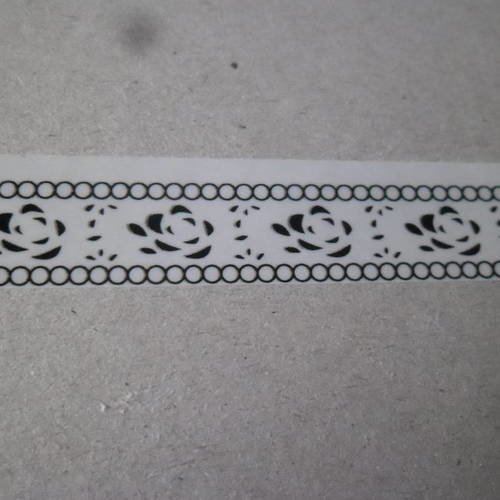 X 10 mètres de rubans adhésif masking tape blanc motif fleur semi-transparent repositionnable 15 mm 