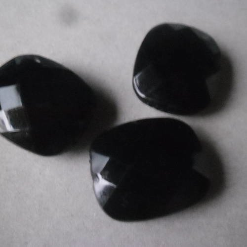 X 5 perles carré noir à motif losange acrylique 20 x 20 mm 