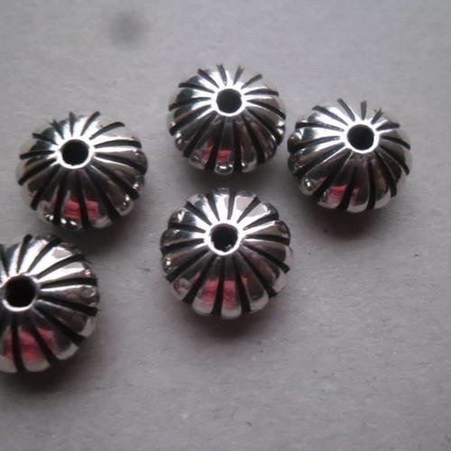 X 10 perles intercalaires motif fleur argenté 13 x 8 mm 