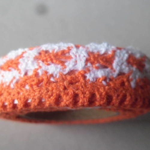 X 1,80 mètre ruban coton autocollant crochet dentelle orange/blanc 20 mm 