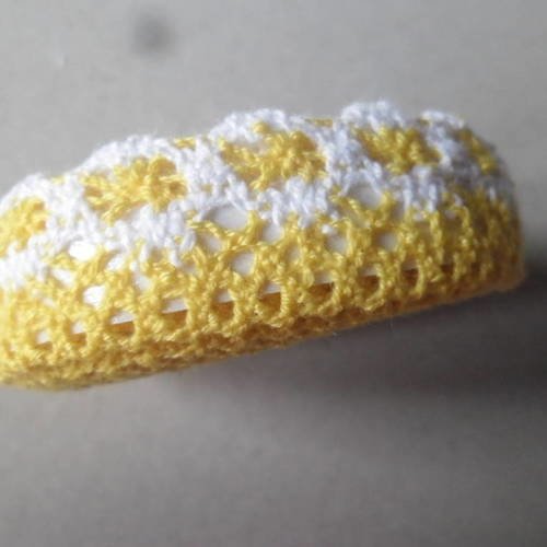 X 1,80 mètres ruban coton autocollant crochet dentelle jaune/blanc 20 mm
