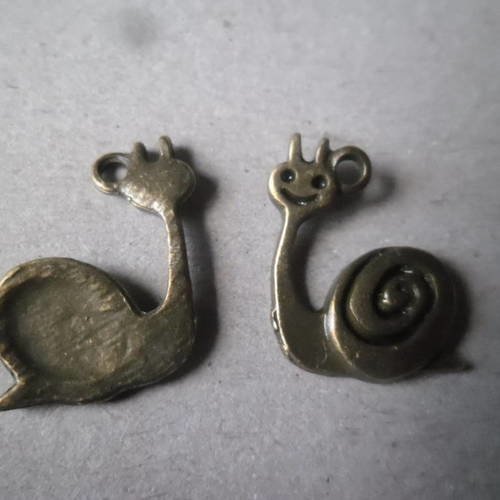 X 5 pendentifs/breloque motif escargot bronze 20 x 15 mm 