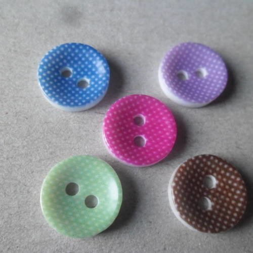 X 10 mixte boutons résine rond multicolore 2 trous 13 mm 