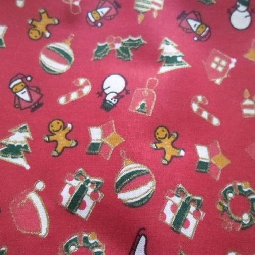 45 x 100 cm coupon de tissu coton patchwork rouge motif noel 