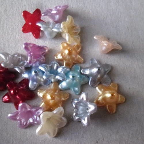X 20 mixte perles intercalaire forme fleur satiné acrylique 13 x 13 mm 