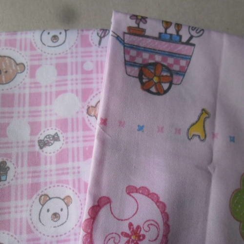 100 x 50 cm 2 mixe coupons de tissu coton patchwork baby girl à motif 