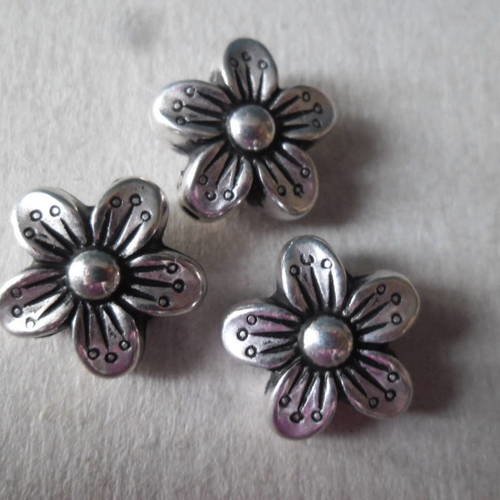 X 10 perles intercalaires forme fleur argent vieilli 15 mm 