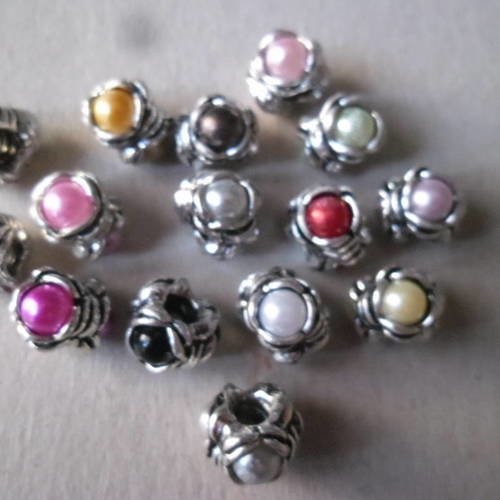 X 15 mixte perles intercalaires strass 10 couleurs argenté 12 x  10 mm 