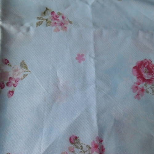 100 x 50 cm coupon de tissu coton patchwork bleu ciel motif fleur 