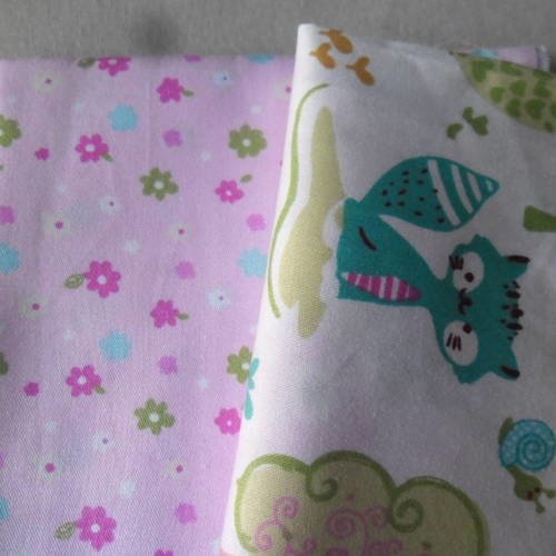100 x 50 cm 2 mixte coupons de tissu coton patchwork baby girl motif fleur/animaux 