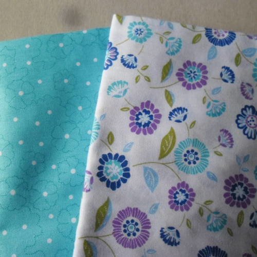 50 x 50 cm 2 mixte coupons de tissu coton patchwork ton bleu motif fleur 