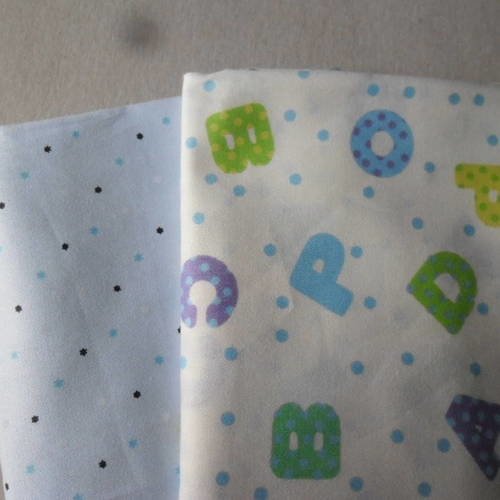 50 x 50 cm 2 mixte coupons de tissu coton patchwork enfant à motif lettres/étoile 