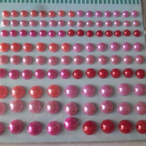 X 108 mixte demi-perles strass autocollants bombés nacré acrylique 5/7/10 mm 