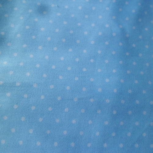 50 x 50 cm coupon de tissu coton patchwork bleu motif pois blanc 