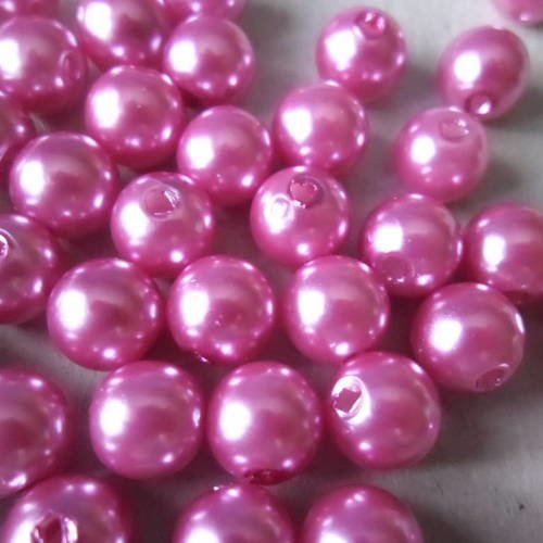 X 20 perles acrylique ronde couleur rose satiné 8 mm