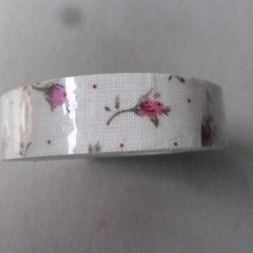 X 5 mètres de ruban adhésif tissu coton masking tape motif fleurette repositionnable 15 mm 