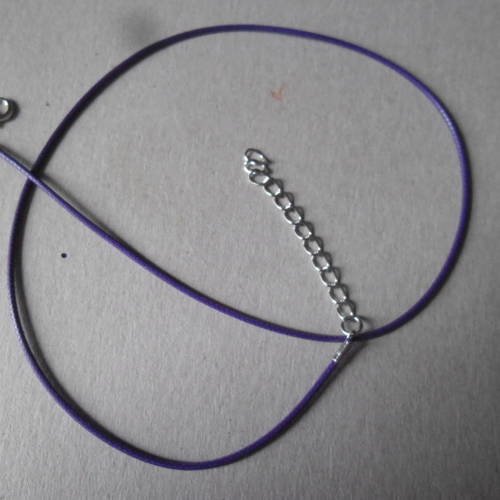 X 2 colliers cordon coton ciré violet fermoir mousqueton argenté 47 cm 