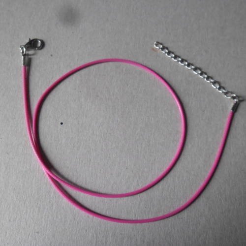 X 2 colliers en cordon coton ciré rose foncé fermoir mousqueton argenté 47 cm 