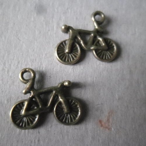 X 5 breloques/pendentif motif bicyclette couleur bronze 15 x 13 mm 