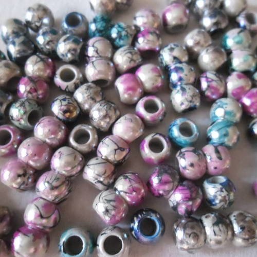 X 50 mixte perles ronde multicolore ab acrylique 8 mm 
