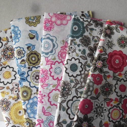 X 5 mixte coupons de tissu coton patchwork motif fleur multicolore 50 x 45 cm 