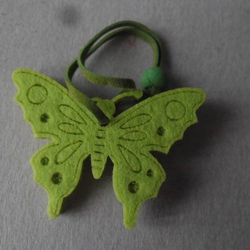 X 6 ronds de serviette feutrine forme papillon vert clair à motif 5,5 x 4 cm 