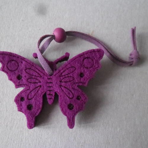 X 6 ronds de serviette feutrine forme papillon violet à motif 5,5 x 4 cm 