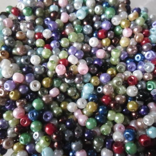 X 50 mixte perles ronde en verre multicolore 4 mm 