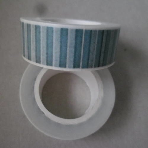 X 10 mètres de ruban adhésif papier masking tape motif rayure bleu repositionnable15 mm 