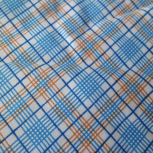 X 1 coupon de tissu coton patchwork ton bleu motif vichy 50 x 50 cm 