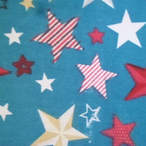 X 1 coupon de tissu coton patchwork bleu lagon motif étoile multicolore 50 x 85 cm 