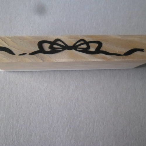 X 1 tampon en bois rectangle impression dentelle,noeud  10 x 1,6 cm 