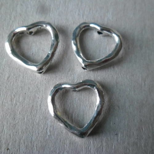 X 10 cadres de perles forme coeur argenté 14 x 14 mm 