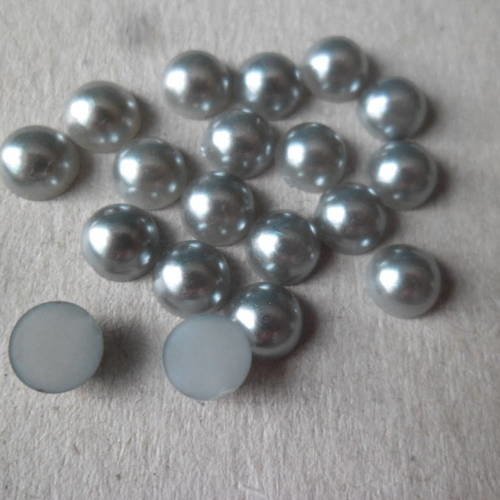 X 50 demi-perles strass argenté nacré à coller 6 mm 