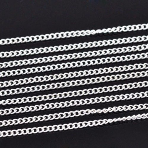 X 10 mètres de chaîne maille gourmette couleur argenté 3 x 2,2 mm