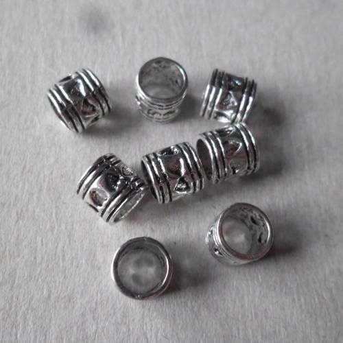 X 10 perles intercalaires motif coeur ajouré argent vieilli 7 x 7 mm 