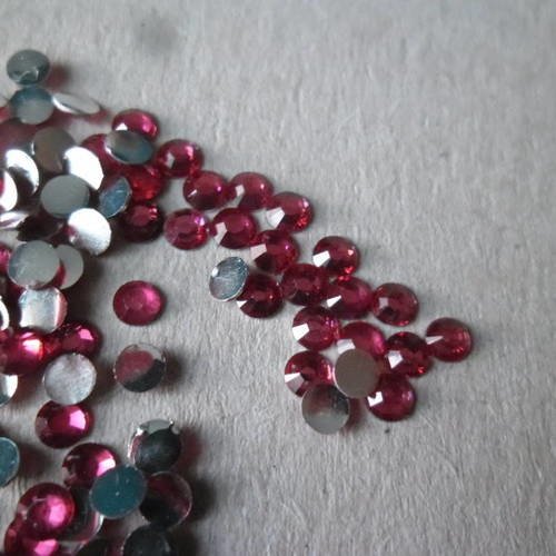 X 100 demi-perles strass cristal rose foncé facettes à coller 3 mm 