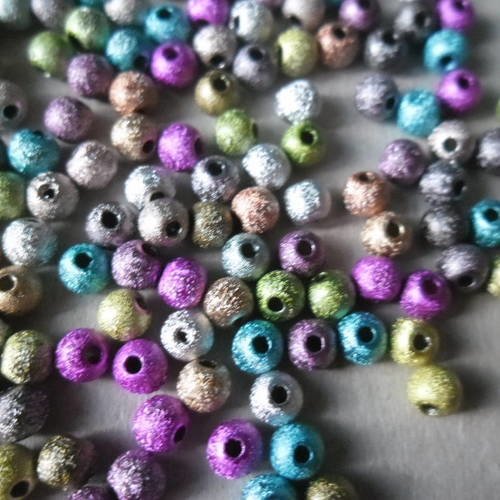 X 50 mixte perles intercalaires givrés multicolore acrylique 4 mm 