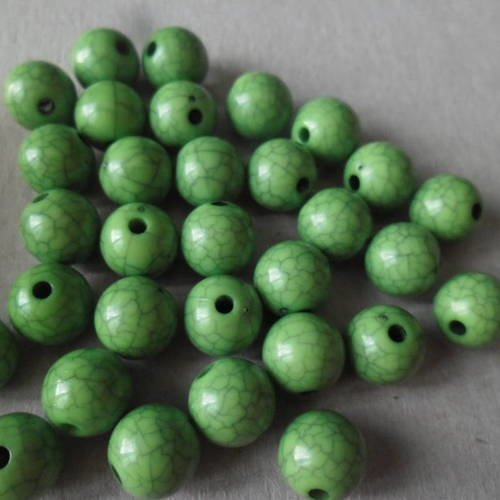 X 10 perles intercalaires rond fissuration vert acrylique 10 mm 