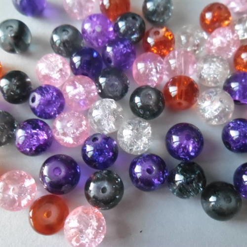 X 20 mixte perles craquelées en verre 5 couleurs 8 mm 