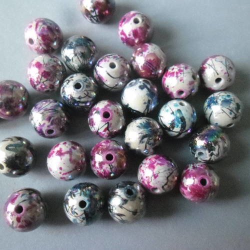 X 10 mixte perles couleur ab multicolore rond acrylique 12 mm 