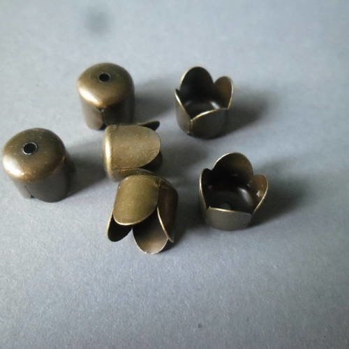 X 30 perles coupelles pompon couleur bronze 8 x 8 mm 