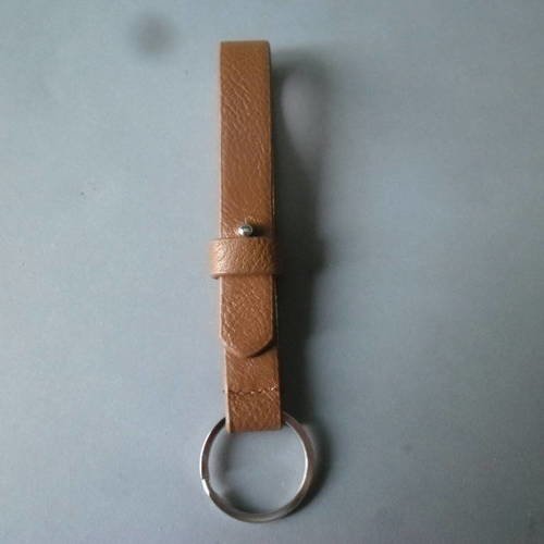 X 1 porte-clés/porte-clefs cuoio cuir pu marron métal argenté 14 x 2 cm 